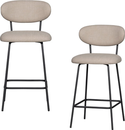 Woood Kjeld Barstühle – gewebter Stoff – natur – 2er-Set