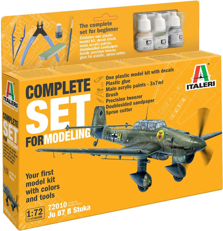 Italeri Modellbausatz Militärfahrzeuge – 72010 Junker Ju-87bstuka Flugzeug – Komplettset – Starterkit Kunststoff – 1:72 – Modellbau