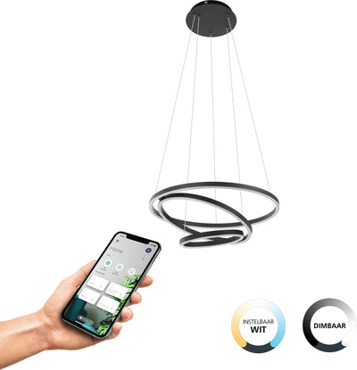 Eglo connect.z lobinero-z smarte Hängelampe – ø 58 cm – Schwarz und Weiß – einstellbares weißes Licht – dimmbar – ZigBee