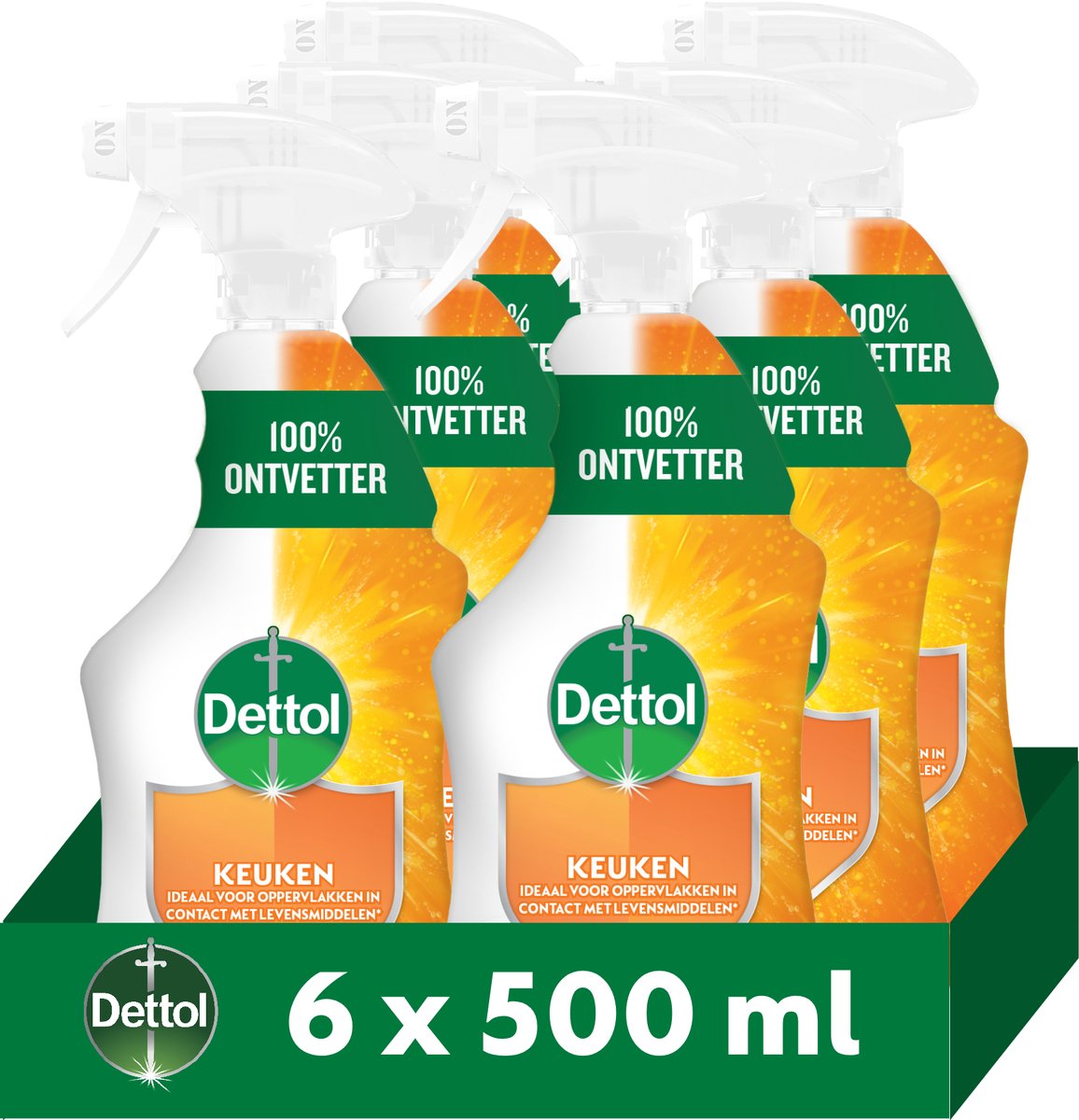 Dettol Allzweckreiniger Spray – Küche – 500 ml – 6 x 500 ml – Vorteilspack