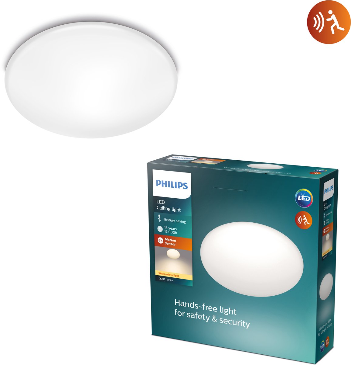 Philips LED Philips Shan Deckenleuchte – mit Sensor – warmweißes Licht – 12 W