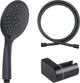 Differnz Handbrause - 3 Positionen - mit Brauseschlauch 1,5 m - Handbrausehalter kippbar - Schwarz
