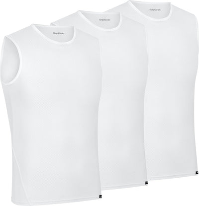 Gripgrab – ultraleichtes 3er-Pack Mesh-Unterhemd ohne Ärmel, Sommer-Fahrrad-Unterhemd, Polygiene-Sweatshirt – Weiß – Herren – Größe M