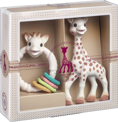 Sophie die Giraffe, anspruchsvolles Geschenkset – Babyspielzeug – so pure Farbringe – Mutterschaftsgeschenk – Babyparty-Geschenk – 4-teilig