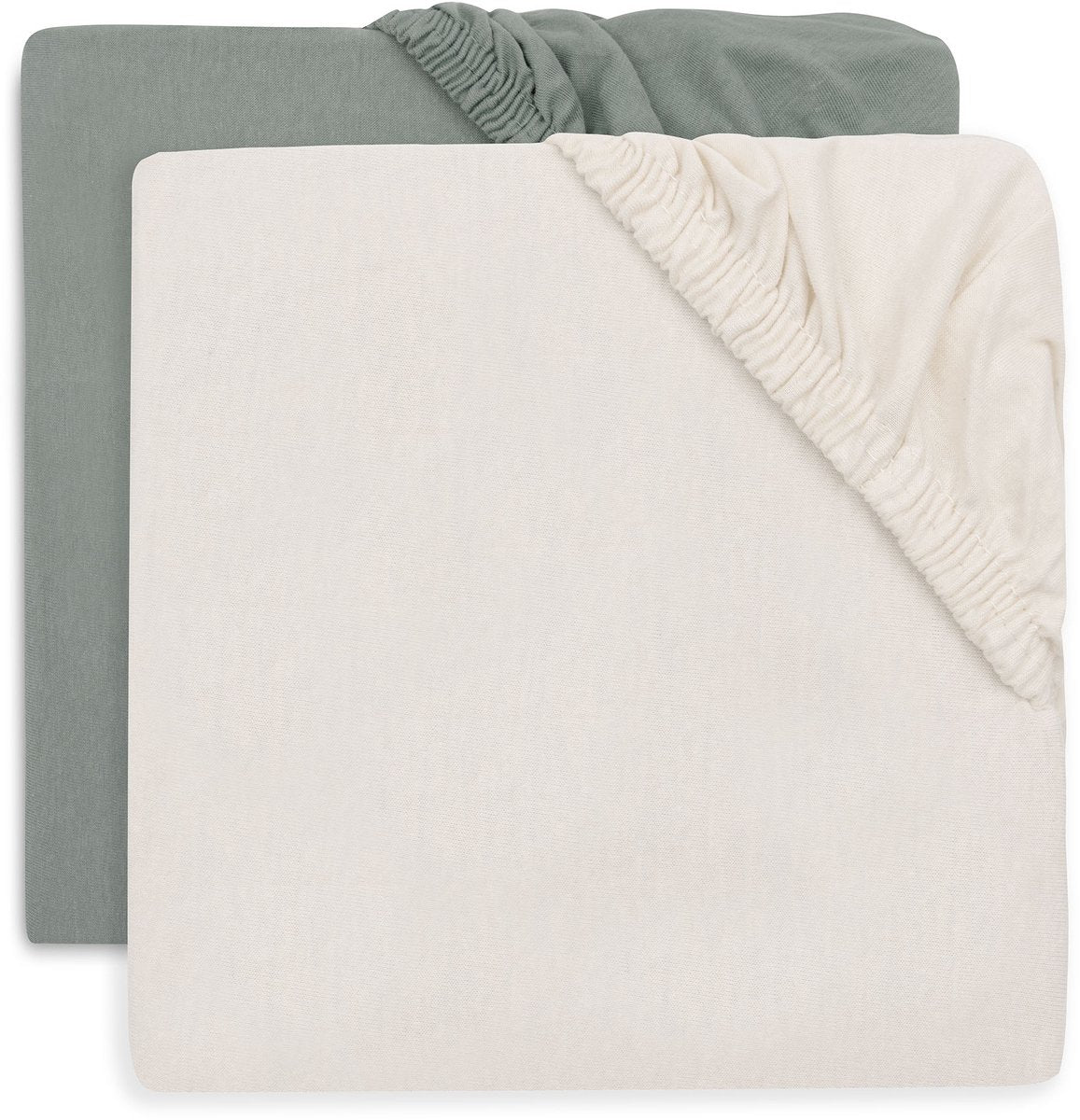 Jollein Spannbettlaken für Bett – 60 x 120 cm – Jersey – meergrünes Elfenbein