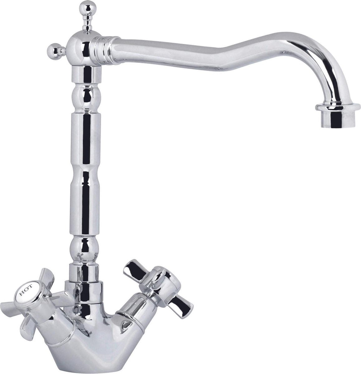 Plieger James Küchenarmatur – Wasserhahn aus Chrom – zwei Knöpfe – Küchenarmatur mit geradem Auslauf – Wasserhahn aus Messing