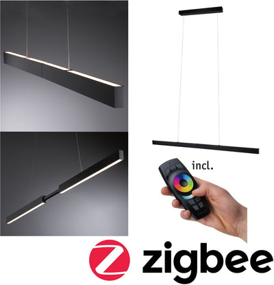Paulmann LED Hängelampe Smart Home Zigbee 3.0 aptare 2700k dimmbar 2x2400lm 2x18w schwarz gebürstet
