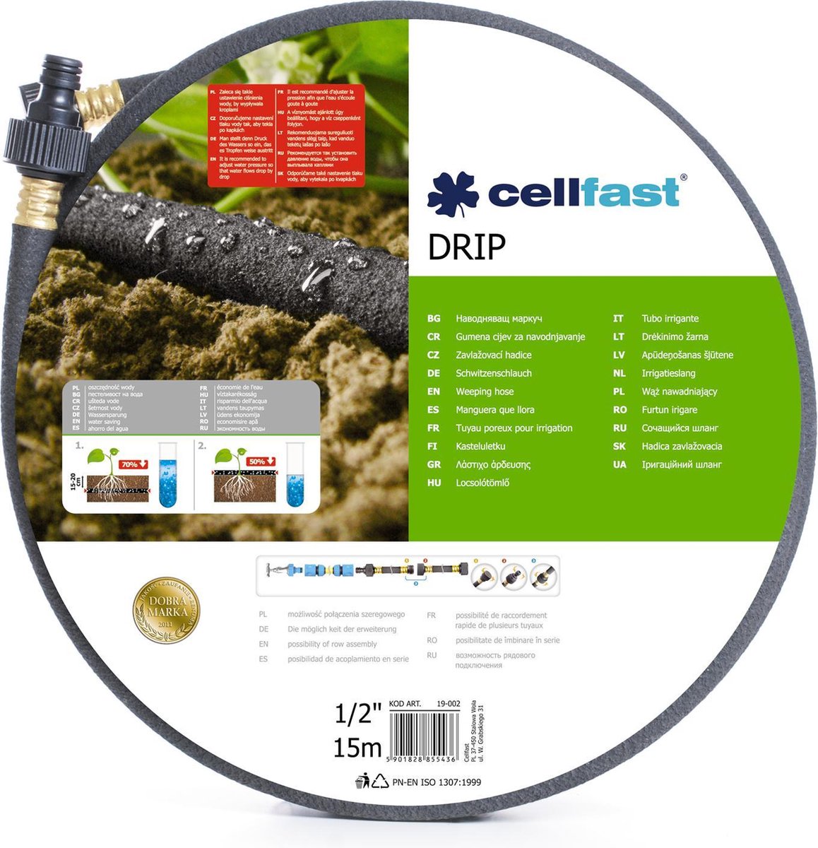 Cellfast-Bewässerungsschlauch mit 15 m langem Tropfschlauch für die wirtschaftliche und präzise Bewässerung von Pflanzen