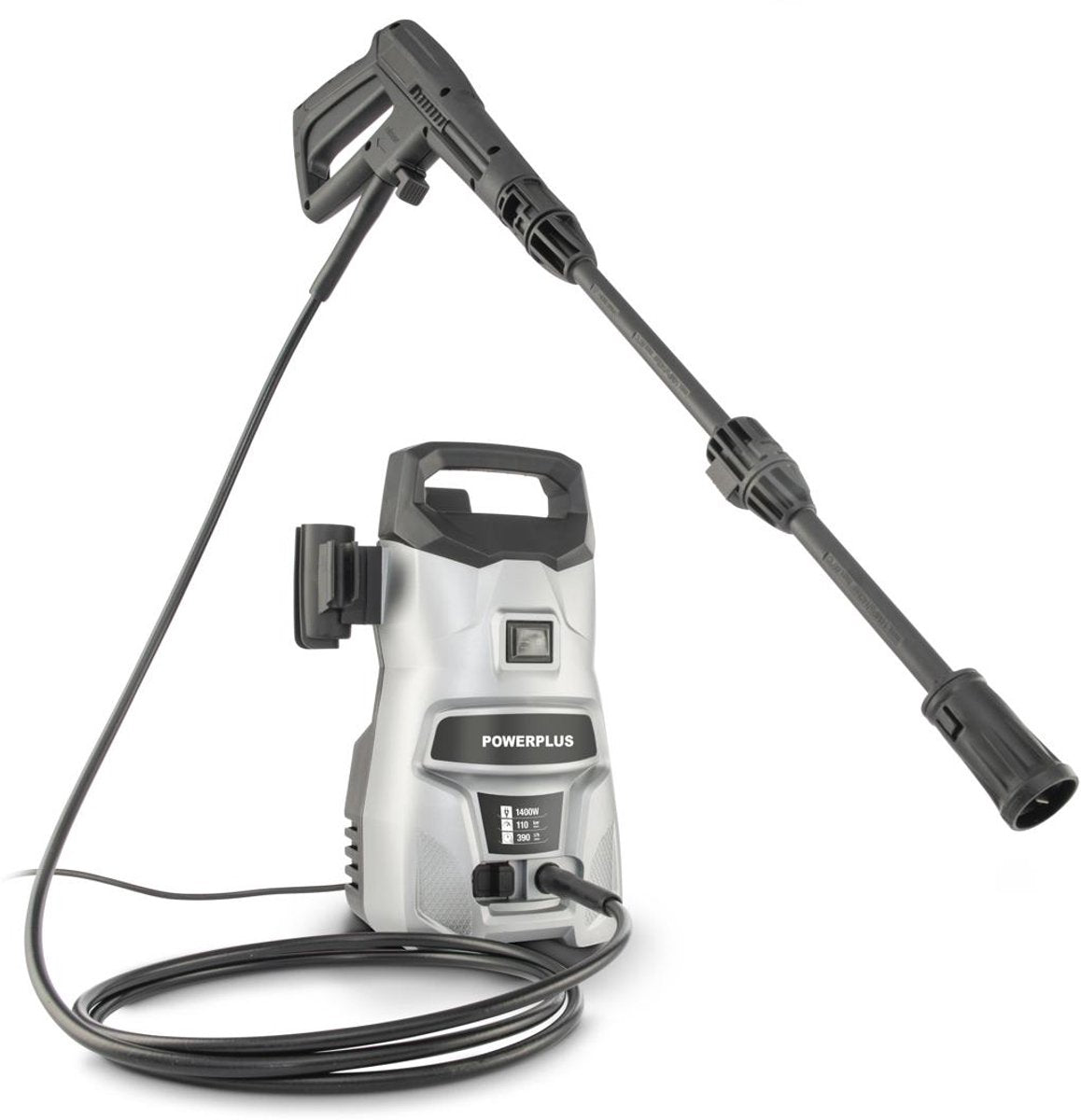Powerplus elektrischer Hochdruckreiniger POWXG90401 – 1400 W Terrassenreiniger – 110 bar – 390 l h – 3 m Schlauch und Zubehör