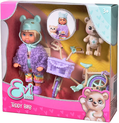 Simba – Modepuppe Evi Love Teddy Bike – Fahrrad und Teddybär