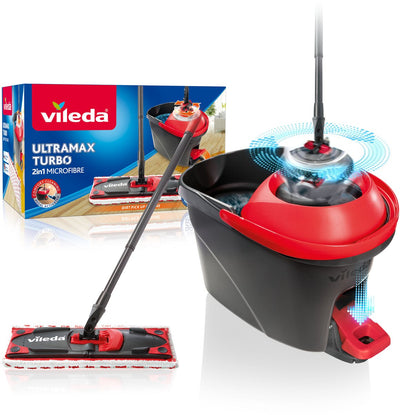 Vileda Ultramax Turbo Komplettset – für alle Bodenarten – komfortables und ergonomisches Wischen