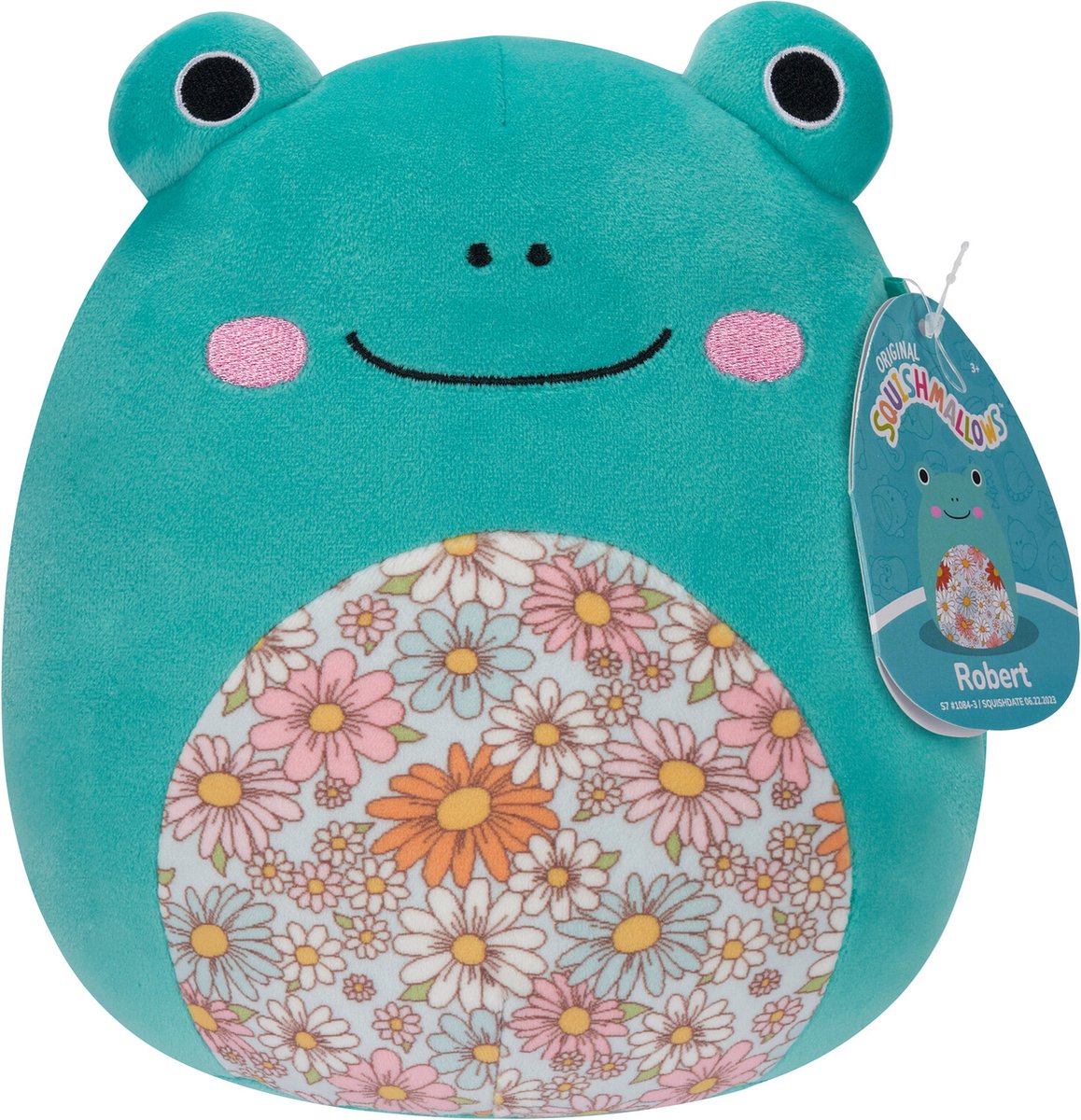 Squishmallows Robert – Aquafrosch mit Blumenbauch, 19 cm Plüsch