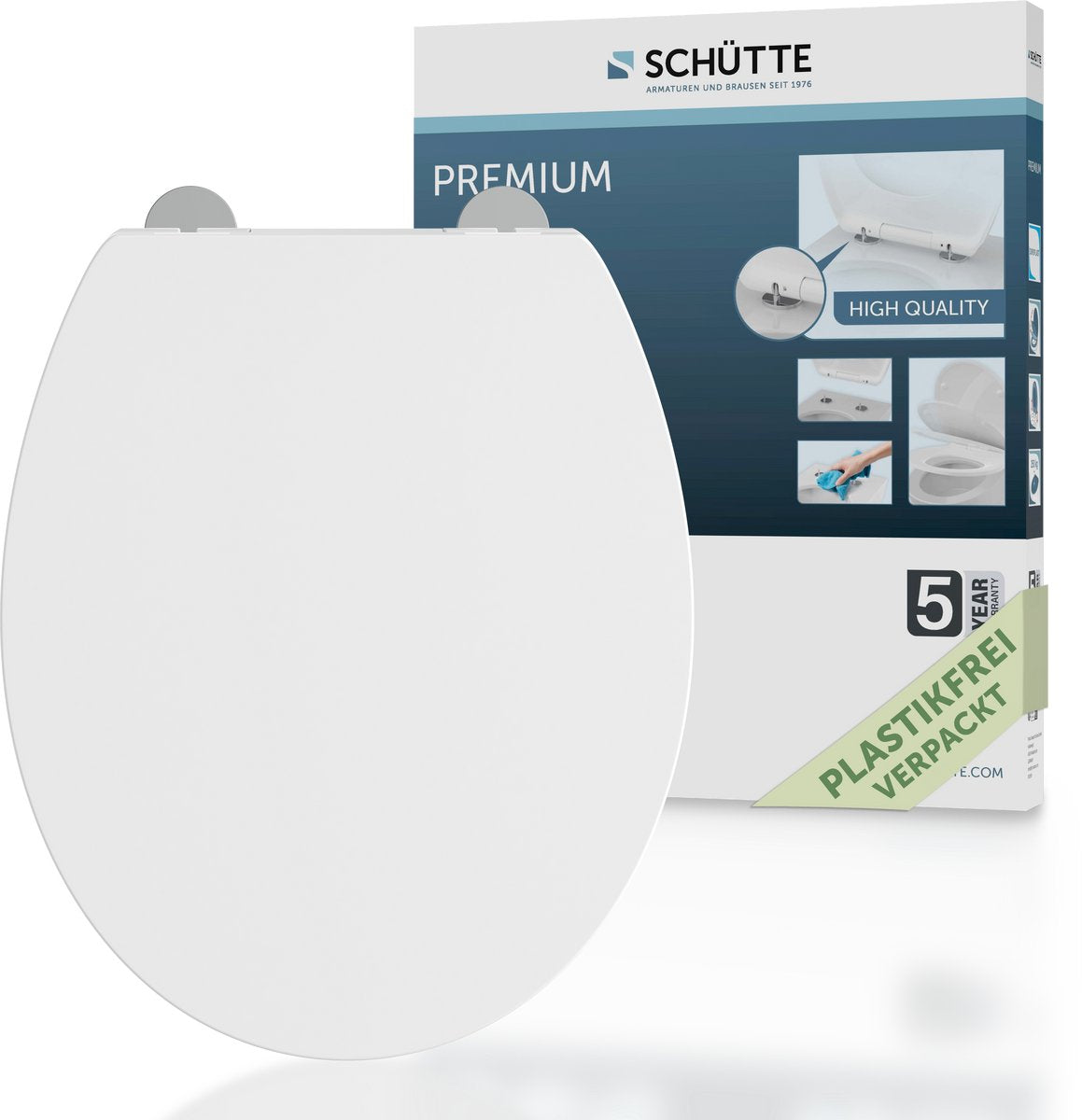 Schütte WC-Sitz 82630 Slim weiß aus Duroplast – mit Fallbremse – abnehmbar – Belastbar bis 250 kg