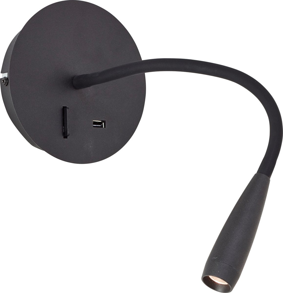 Brilliant jutta - Wandleuchte - LED 2,8 mit flexiblem Arm und Schalter - USB-Funktion - Schwarz