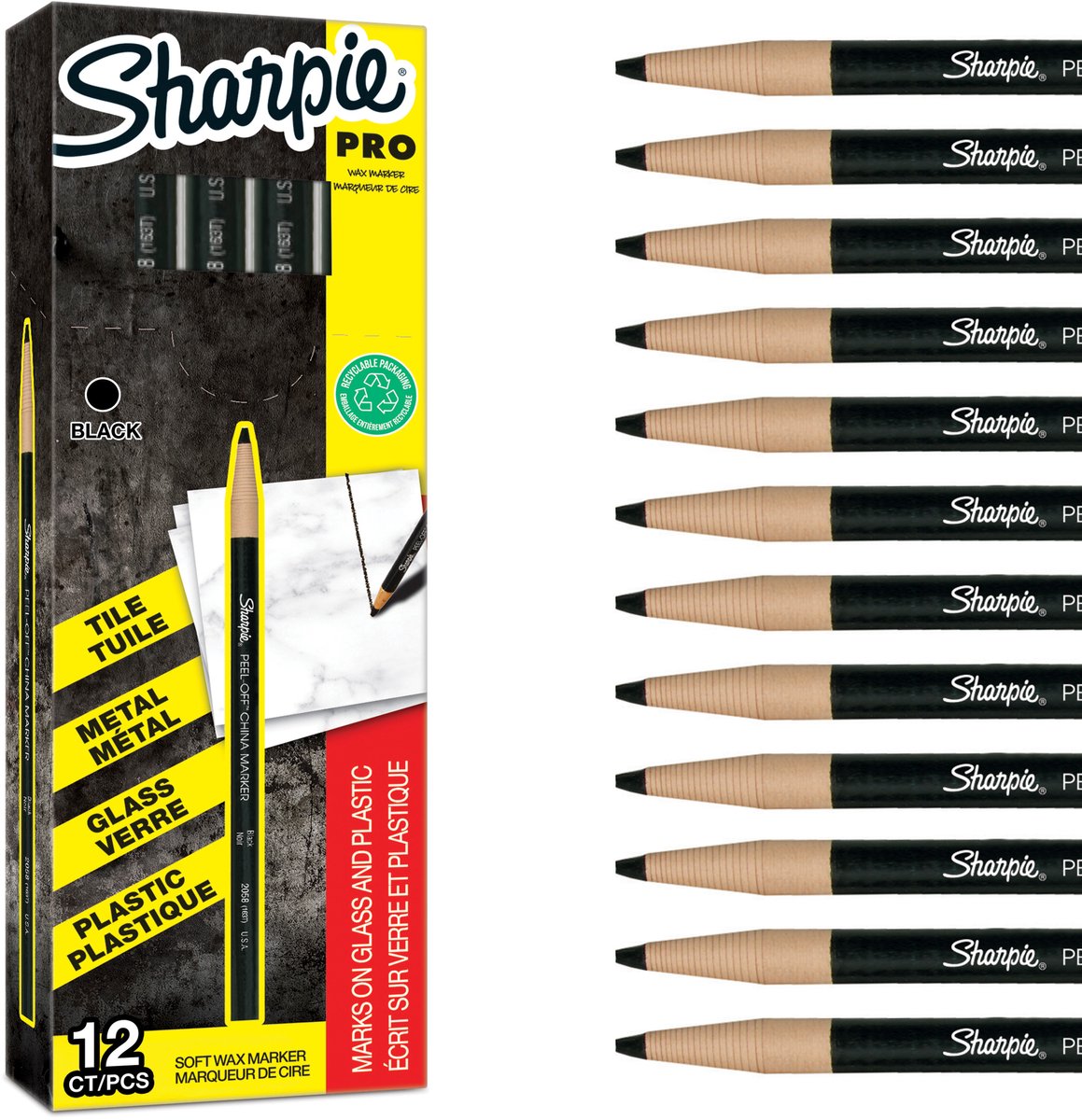 Sharpie abnehmbare Porzellanmarker | feiner Punkt | schwarz | 12 Stück