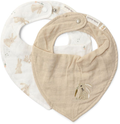 Little Dutch 2er-Pack Bandana-Lätzchen – Weiß – Newborn Naturals – Babyhase