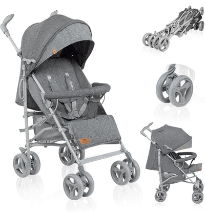 Lionelo Irma – Buggy – Kinderwagen – robuster und leichter 7 kg Kinderwagen – geeignet für Kinder bis 15 kg – gefederte Räder – 360° – von 6 Monaten bis 5 Jahren – Aufbewahrungskorb – verstellbarer Griff – Schnellfaltsystem – kompakte Größe – Moskitonetz