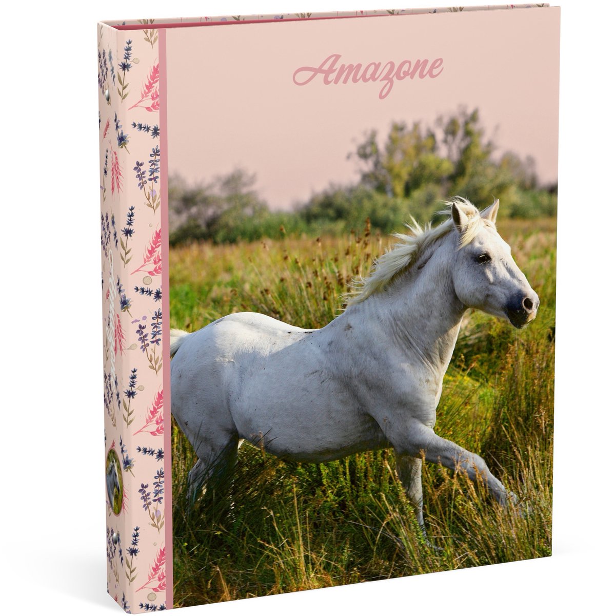 Amazon-Ringbuch A4 – weißes Pferd – 23 Ringe