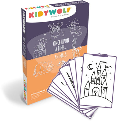 Kidywolf Kidydraw Mini-Nachfüllpackung – Es waren einmal Tiere – 60 Zeichenkarten