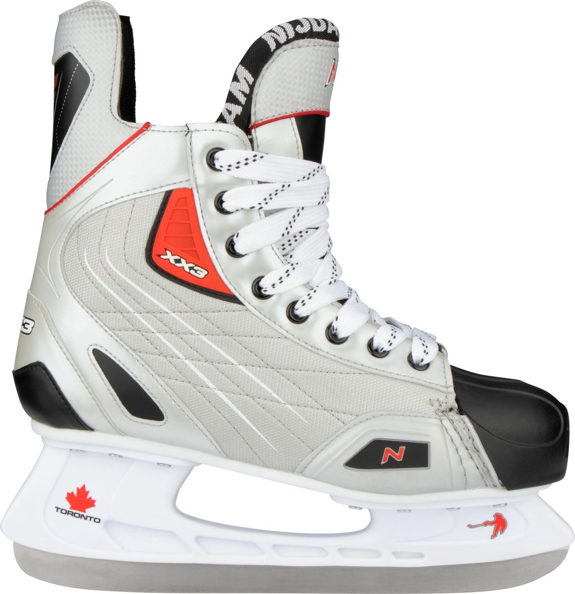 Nijdam Eishockeyschlittschuh - Polyester - Deluxe - Silber Schwarz - Größe 45