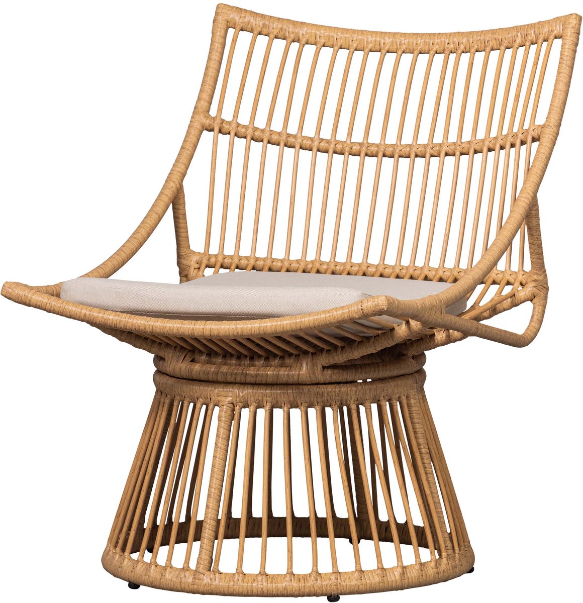 Holzsessel Alatna – Korbgeflecht – Natur – 80 x 64 x 53 cm