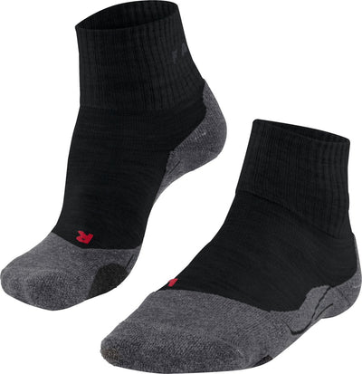 Falke TK2 kurze Anti-Blasen Wandersocken aus dickem Woll-Funktionsmaterial Damen Schwarz – Größe 41-42