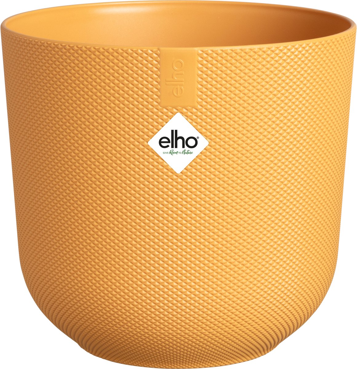 Elho Jazz Round 26 Blumentopf für den Innenbereich – Wohnaccessoire aus 100 % recyceltem Kunststoff – ø 26 x H 24,2 cm – Bernsteingelb