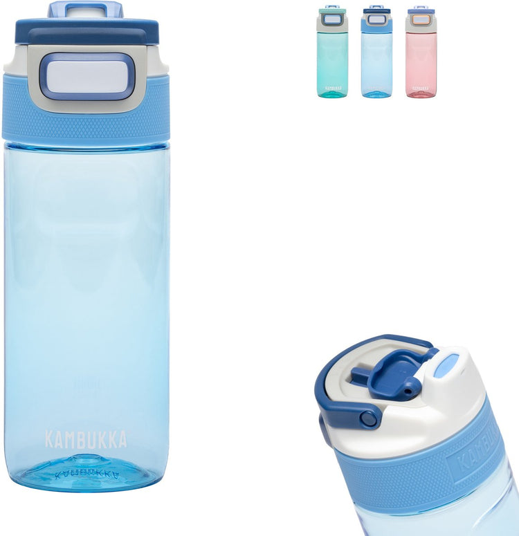 Kambukka Elton Trinkflasche 500 ml – tropisches Blau mit 3-in-1-Deckel und einfacher Reinigung