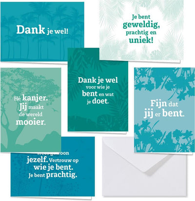 Für Positivität – Dankeschön-Grußkarten – Dankeskarten – Grußkarten – Set in Box – Kartenset mit Umschlag – 36 Stück