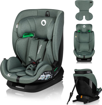 Lionelo Lavendel i-Size Babyautositz – 9 bis 36 kg (1,5–12 Jahre Gruppe 1 2 3 76–150 cm) – Autositz mit Isofix – hoher verstärkter Seitenschutz – Belüftung – Stahlverstärkung – Einbauindikatoren – Zertifikat