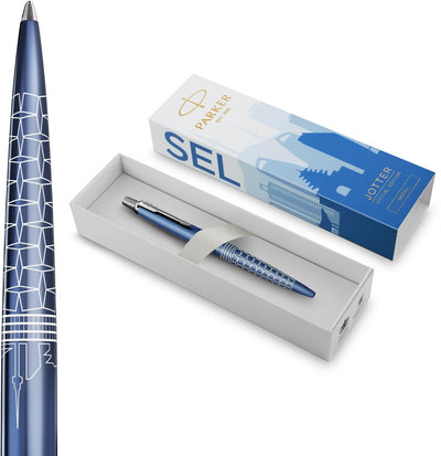 Parker Jotter-Kugelschreiber | Sonderausgabe | Seoul-Blau mit Chromdetails | mittlere Feder | blaue Tinte | Geschenkverpackung
