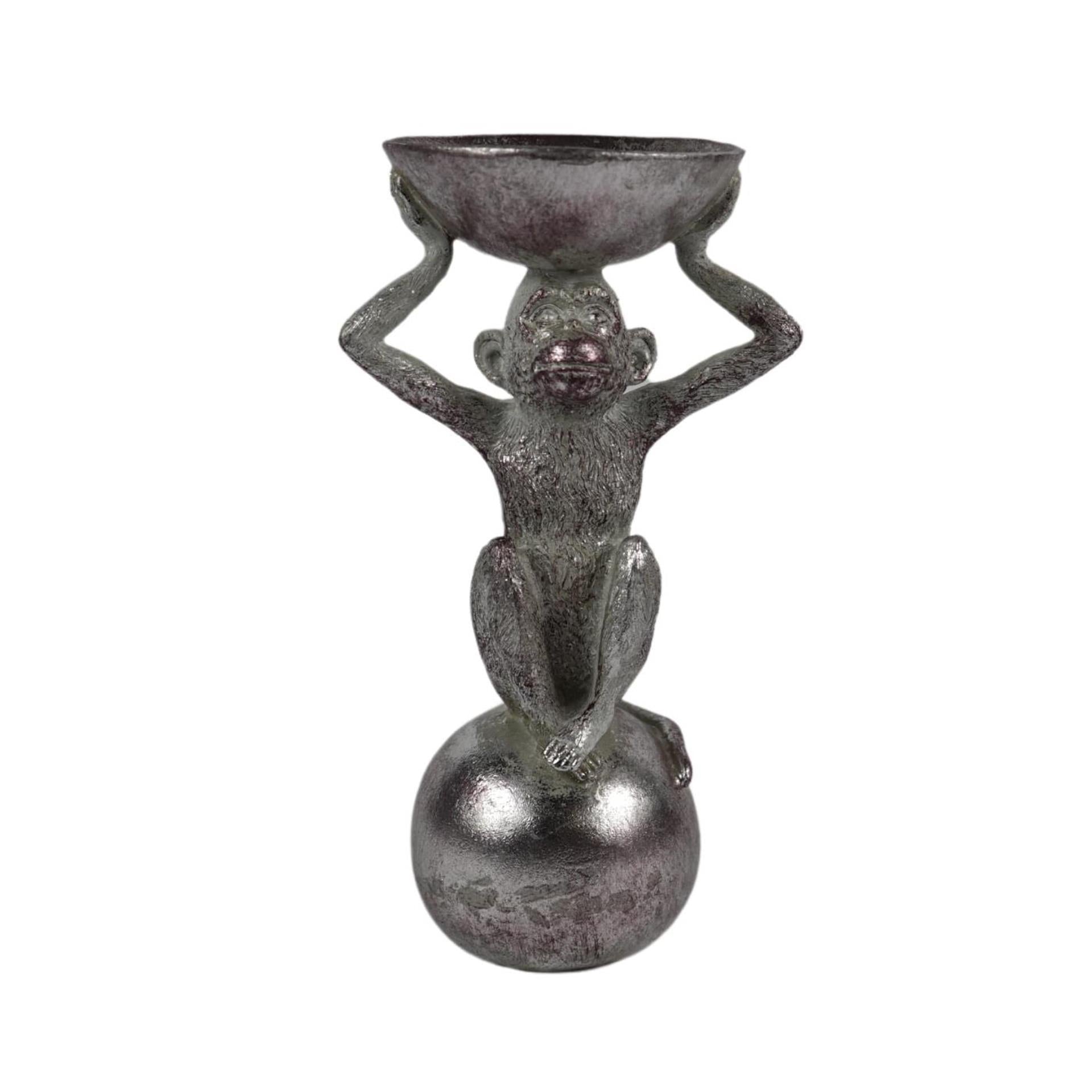 Silberfarbene Affenstatue 26cm