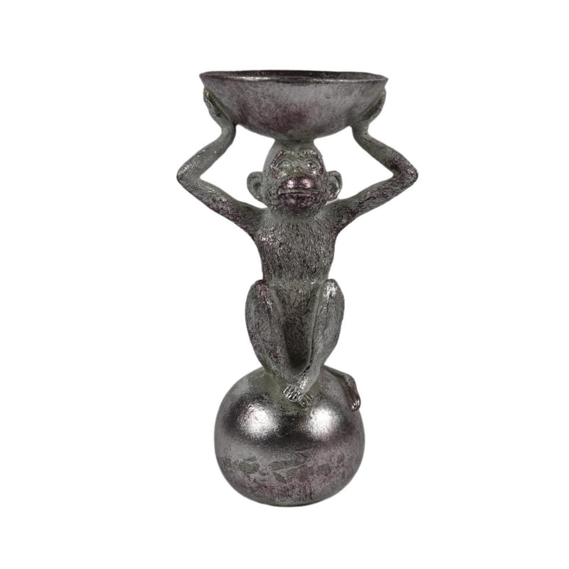 Silberfarbene Affenstatue 26cm