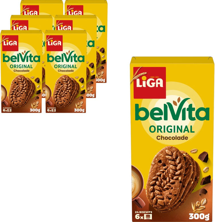 Liga Belvita Cookies Schokolade 6 x 300g – Cookie – Kekse für unterwegs oder Arbeit und Büro