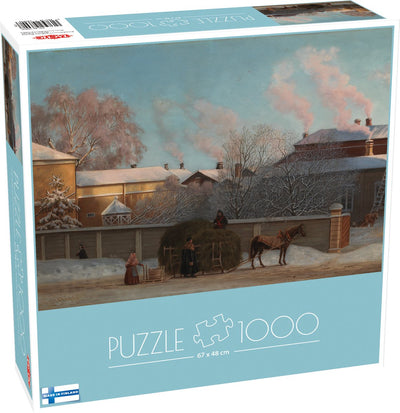 Tactic Magnus Enckell: Annankatu an einem kalten Wintermorgen – Puzzle – 1000 Teile – winterlicher Stadteindruck von Helsinki – klassische finnische Kunst – hohe skandinavische Qualität