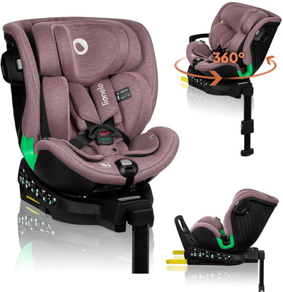 Lionelo Harmony – i-Size Autositz 4in1 – 360° drehbar – breiter Sitz – Isofix + Stützbein – rückwärtsgerichtet bis 105 cm (18 kg) – 40 bis 150 cm – 0 bis 36 kg – Seitenaufprallschutz – RWF und FWF – Bambusbezug – Dri-Sitz – Kopfstütze verstellbar
