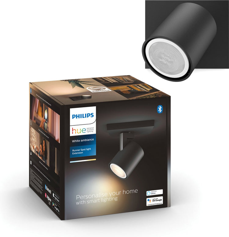 Philips Hue Runner Aufbaustrahler – warmes bis kaltweißes Licht – 1-Spot – Schwarz