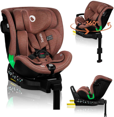 Lionelo Harmony – i-Size Autositz 4in1 – 360° drehbar – breiter Sitz – Isofix + Stützbein – rückwärtsgerichtet bis 105 cm (18 kg) – 40 bis 150 cm – 0 bis 36 kg – Seitenaufprallschutz – RWF und FWF – Bambusbezug – Dri-Sitz – Kopfstütze verstellbar