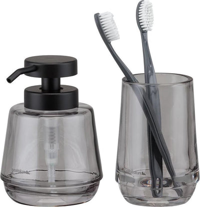 Sealskin Mood – Badezimmerset – Seifenspender 380 ml – Zahnputzbecher – Grau
