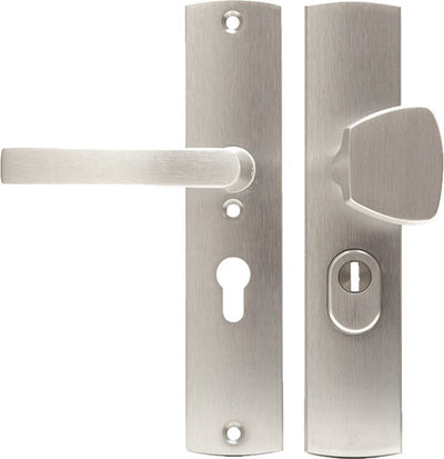 AXA-Sicherheitsbeschlag (Curve Plus) geschliffenes Aluminium: Knaufgriff (Modell S-Block) PC55 mit Kernziehschutz SKG***