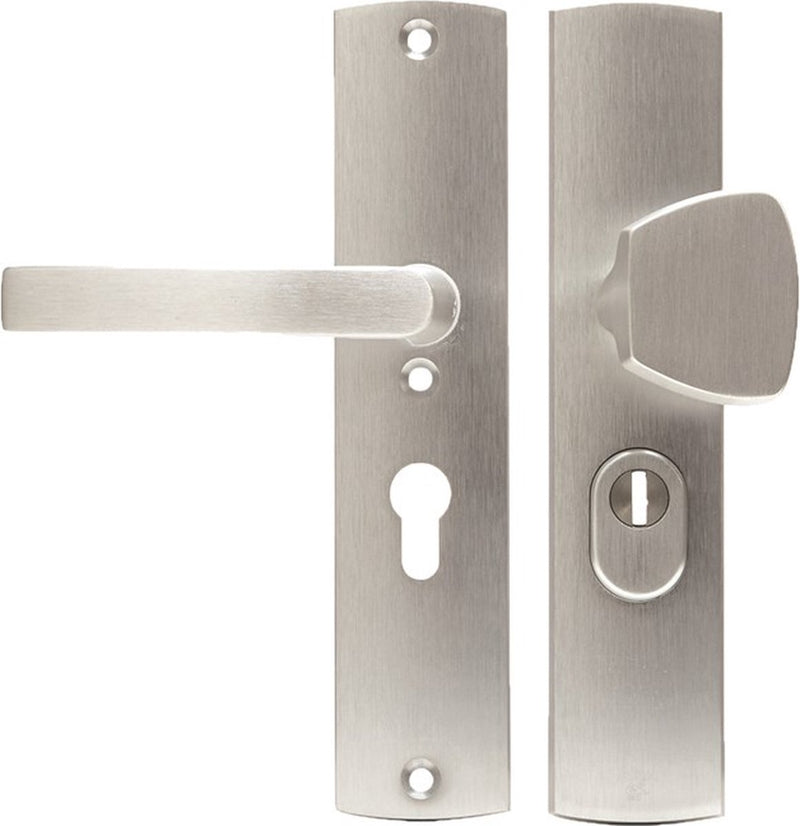 AXA-Sicherheitsbeschlag (Curve Plus) geschliffenes Aluminium: Knaufgriff (Modell S-Block) PC55 mit Kernziehschutz SKG***