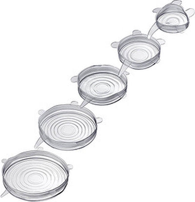Westmark 5er-Set Frischhaltedeckel aus Silikon transparent ø 6,5; 9,5; 14,5; 16,5 20,5 cm