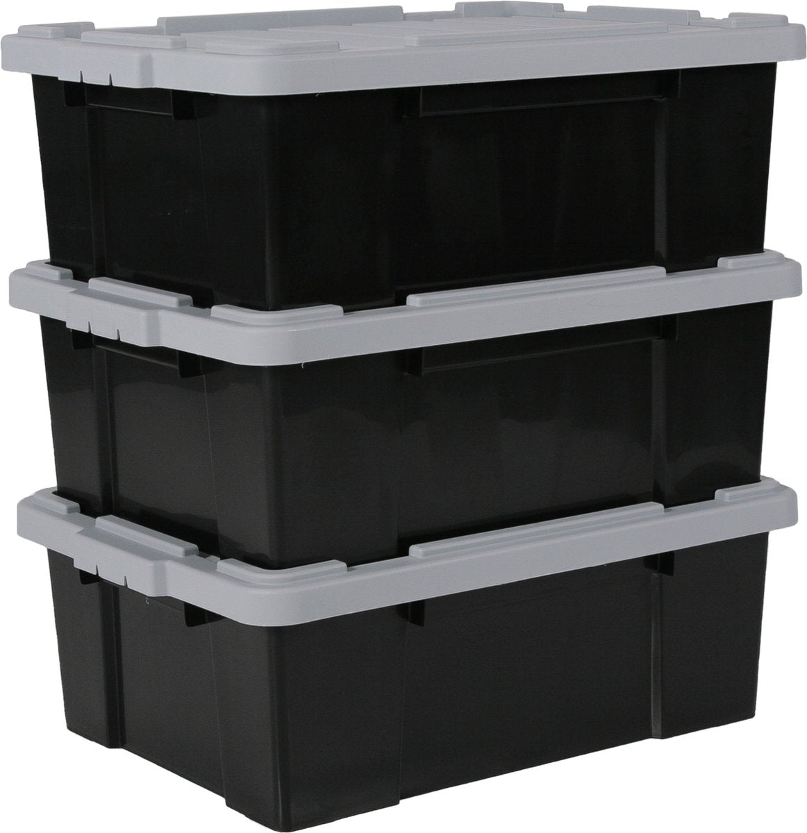Iris Power Box Aufbewahrungsbox – 43l – Kunststoff – Schwarzgrau – 3er-Set