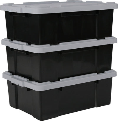 Iris Power Box Aufbewahrungsbox – 43l – Kunststoff – Schwarzgrau – 3er-Set