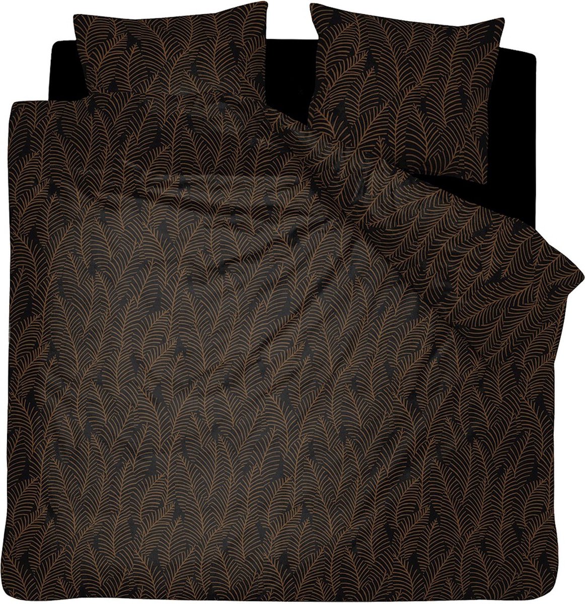 Damai bellezza - Bettbezug - Satin - 240x200 220 cm - schwarz + 2 Kissenbezüge 60x70