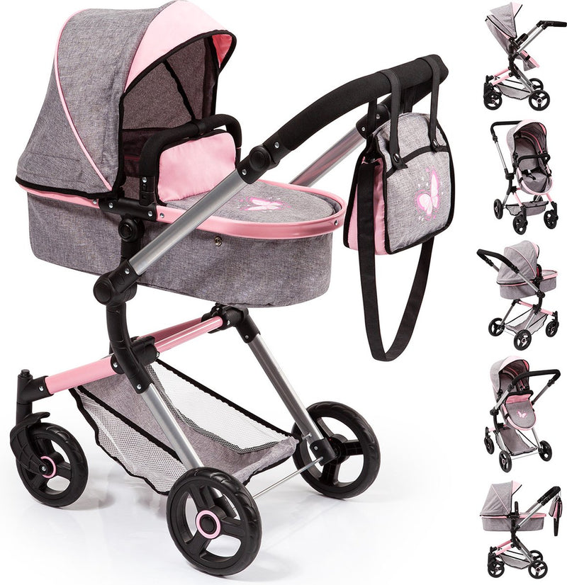 Bayer Design - Puppenwagen Neo Vario - Grau mit Schmetterling