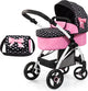 Bayer Design Puppenwagen City Max mit Tasche, höhenverstellbar, drehbare Räder vorne, umwandelbar in einen Buggy, integrierter Korb in Schwarz und Weiß