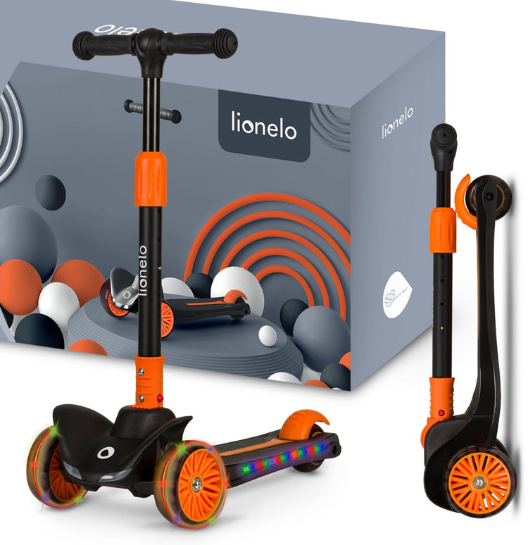 Lionelo Timmy Kinderroller – Balance-Scooter für Kinder – ab 3 Jahren – bis 50 kg – verstellbar – LED-Räder – Anti-Rutsch-Plattform – klappbarer Lenker – Beleuchtung im Raddeck – keine Montage erforderlich