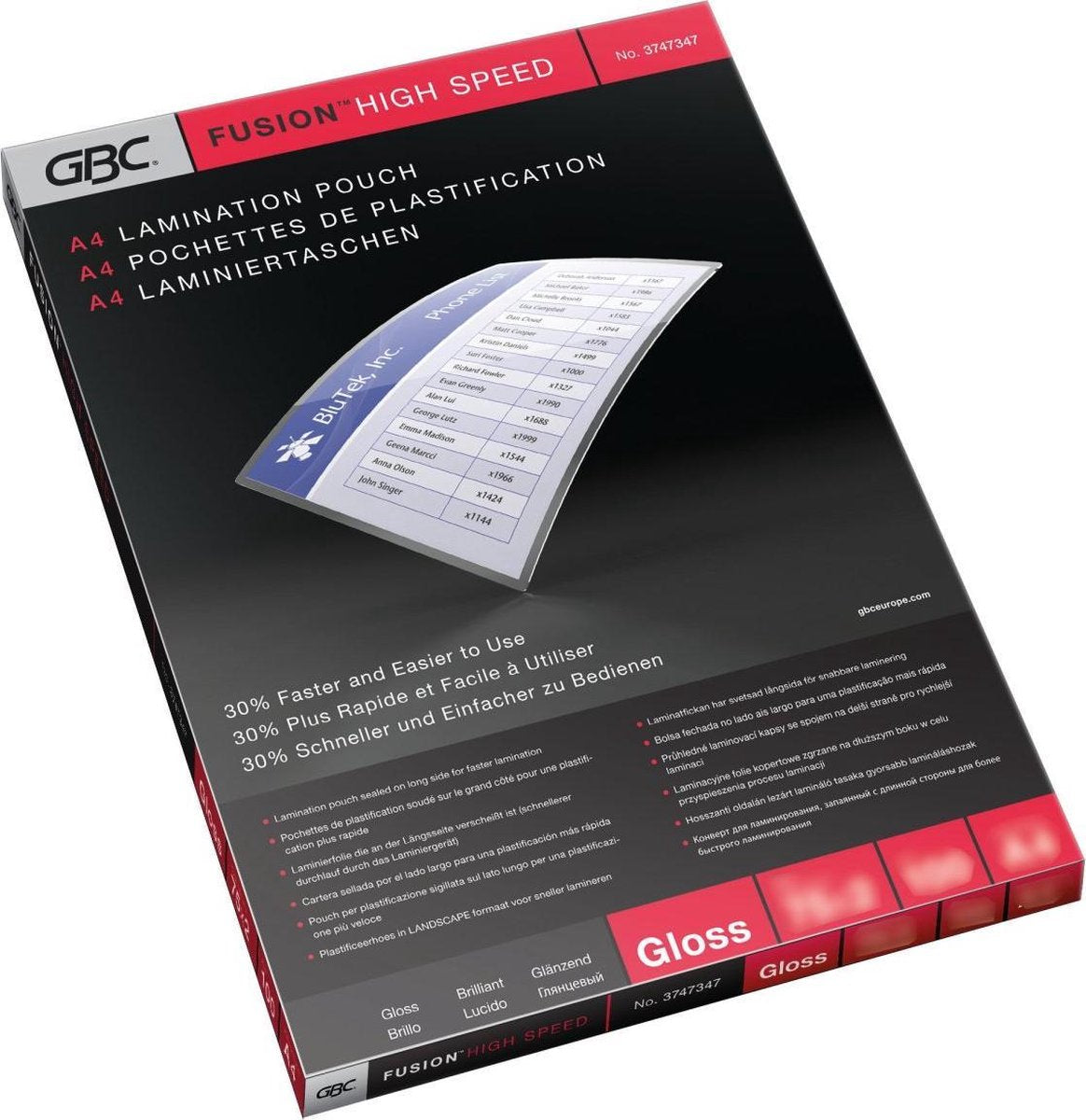 GBC-Laminierfolien A4 – hohe Geschwindigkeit – 150 Mikron – 100 Stück