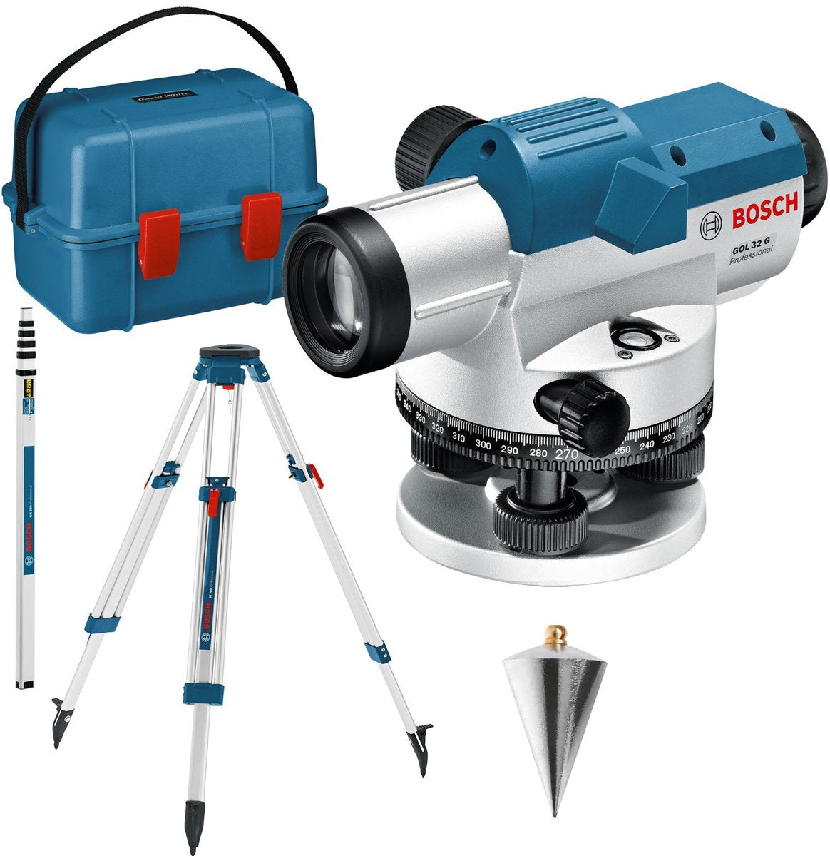Bosch optisches Nivelliergerät GOL 32 g + Baustativ BT160 + mit...